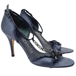 Pedro Garcia | Women's Blue Jeweled Strappy Open Toed Sandals (EU Size 38.5)